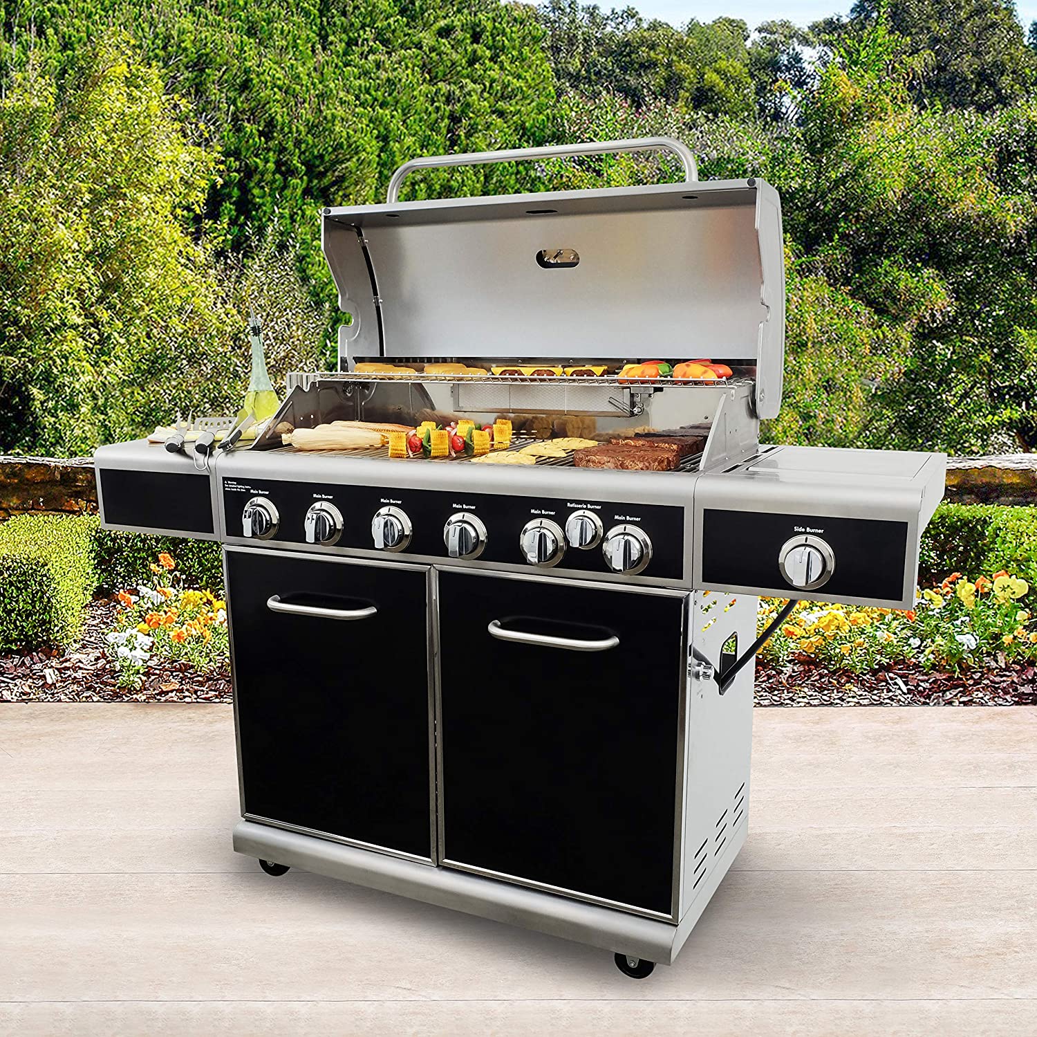 Kenmore 6 Burner Gas Grill Black and Stainless Steel